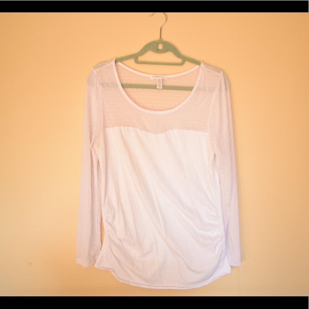 Women’s Maternity Long Sleeve Tank - white